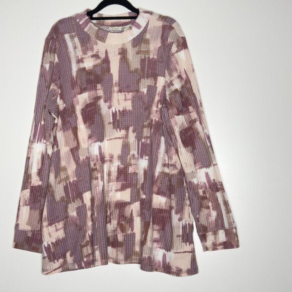 Logo by Lori Goldstein Waffle Knit Mock Neck Mel Tunic Top Women's Size Large - Picture 1 of 9